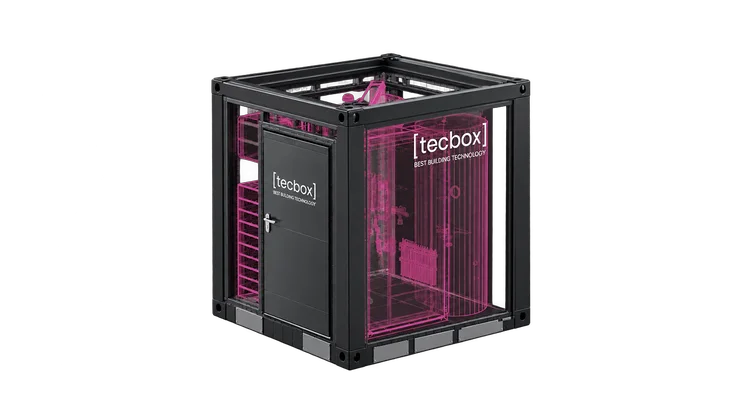 Schnittbild einer [tecbox] in der Ausführung 4 m², offen