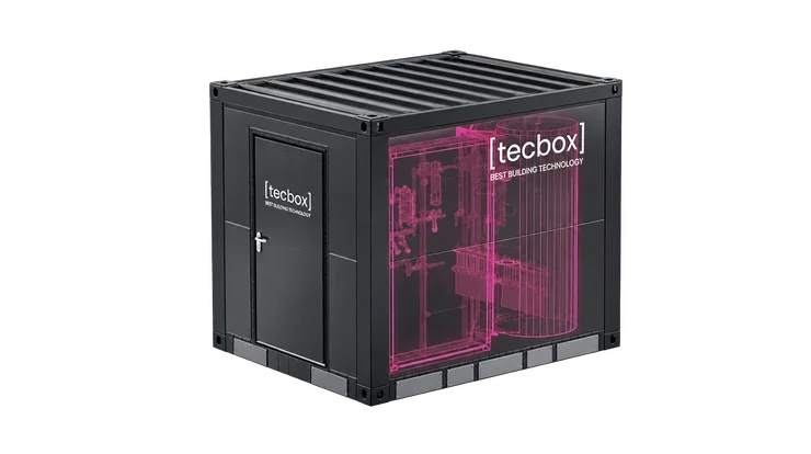 Schnittbild einer [tecbox] in der Ausführung 6 m²