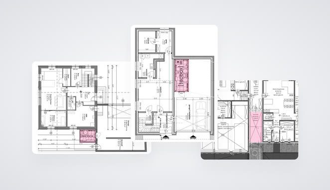 [tecbox] als Technikmodul neben dem Haus, passend zur Fassade integriert.