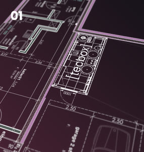Grundriss mit eingezeichneter [tecbox] im Technikraum